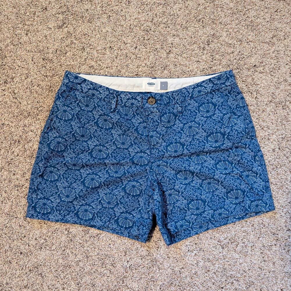 Old Navy Cotton Blue Shorts 4 Coastal Sea Pattern Beachy Summer Weather Vacation